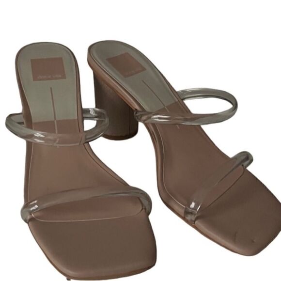 Dolce Vita Clear Double Strap Snake Print Heel Sandals Size 9.5 - Picture 2 of 16